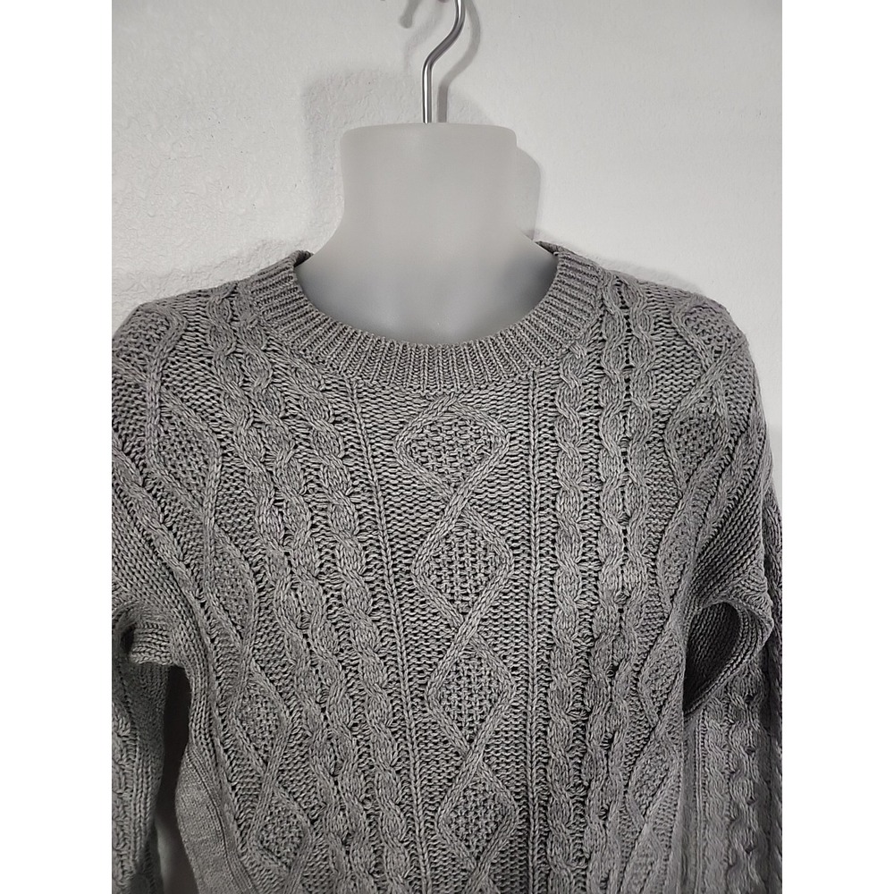 RD Style Gray Cable Knit Sweater Side Snap Button Design Women's Size M - Picture 2 of 10